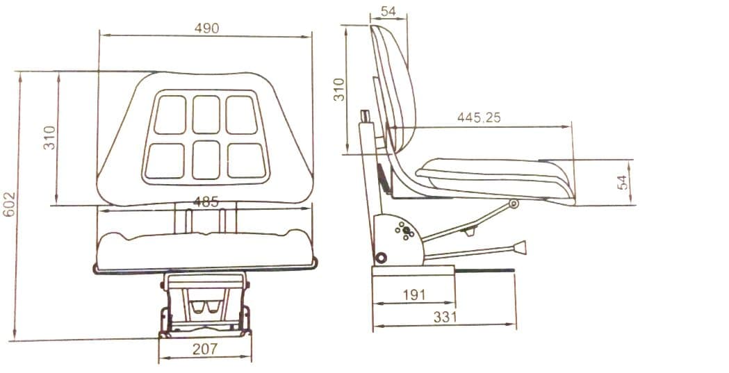 Siège de luxe pour mini tracteur | Rails | Sprung | John deere | Accoudoirs - 5
