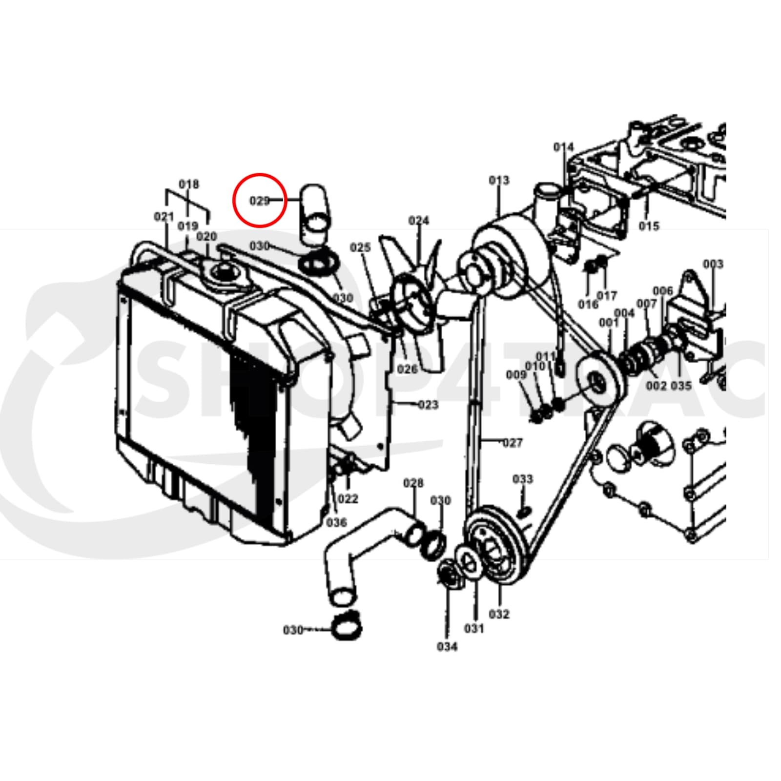 Durite de radiateur supérieure Kubota B6000 | Yanmar YM1301-2420 | YM169 - YM276 - 4