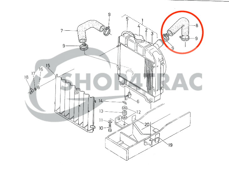 Durite de radiateur supérieure B7000/7001 | Shop4Trac