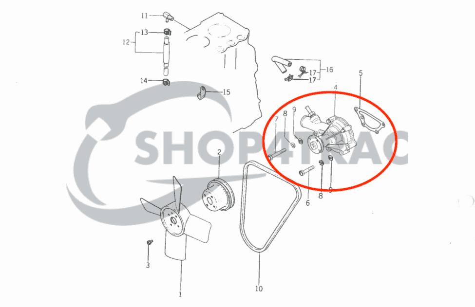 Pompe à eau Iseki TU jusqu'à 18PK K3A | K3B | K3C | K3D | K3E | K3F | Shop4Trac
