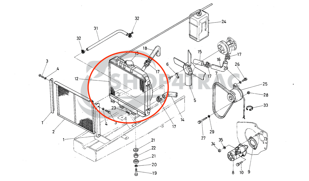 Radiateur Kubota B1600 - B1702 | Zen-noh ZB1600 - ZB1702 avec durites de radiateur - 9