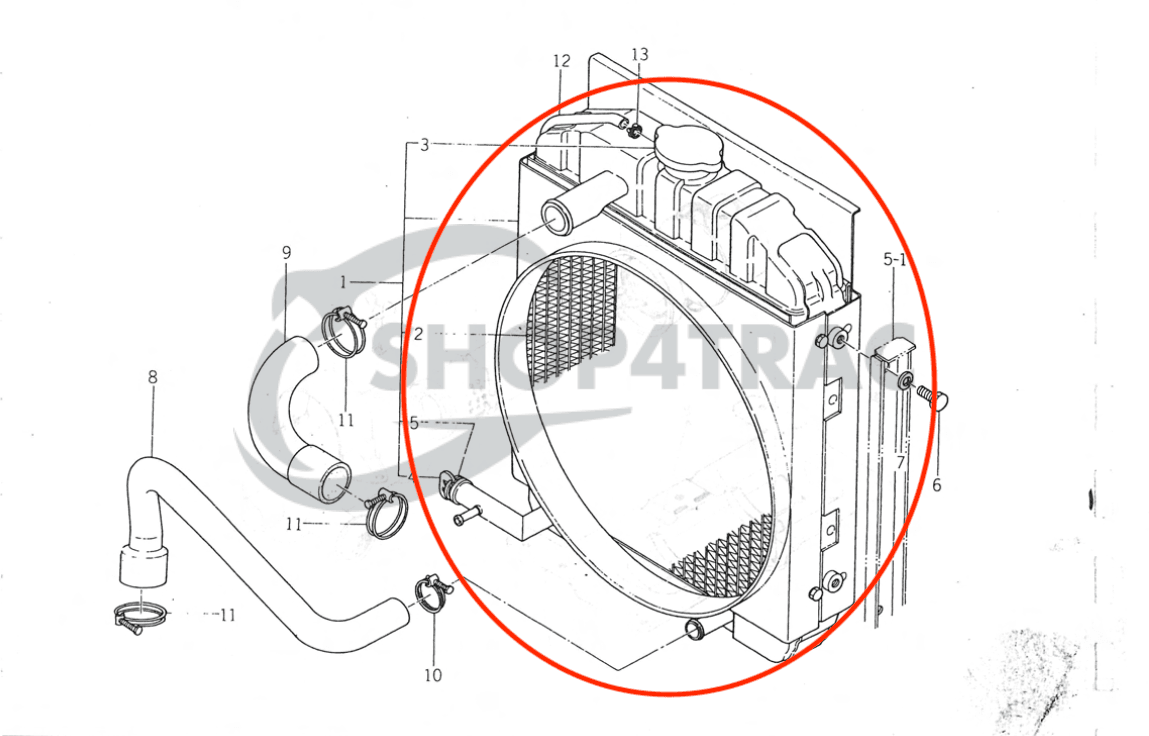 Radiateur Iseki TL1900 - TL2700 | TL1901 - TL2701 | TE4270 | y compris les tuyaux d'eau de refroidissement - 11