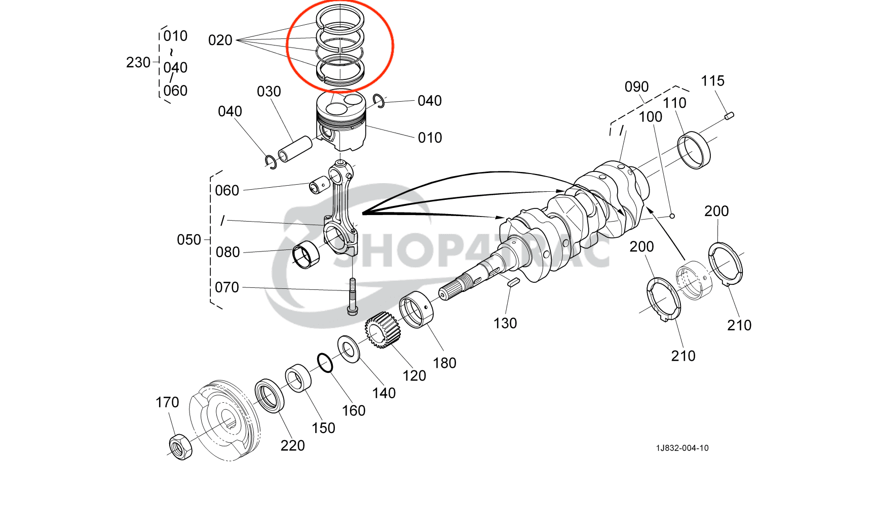 Segments de piston Kubota D1703M | D1803M | V2203 (IDI) | Moteur V2403 (IDI) - 3
