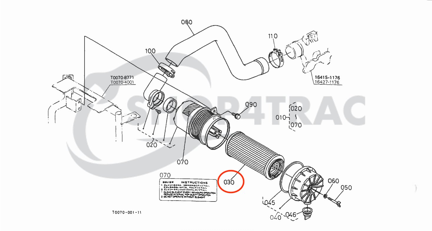 Filtre à air Kubota L2500 - L4630 | GL201 - GL467 | Iseki GEAS TG21 - TG253 | TF223 - TF243 - 4