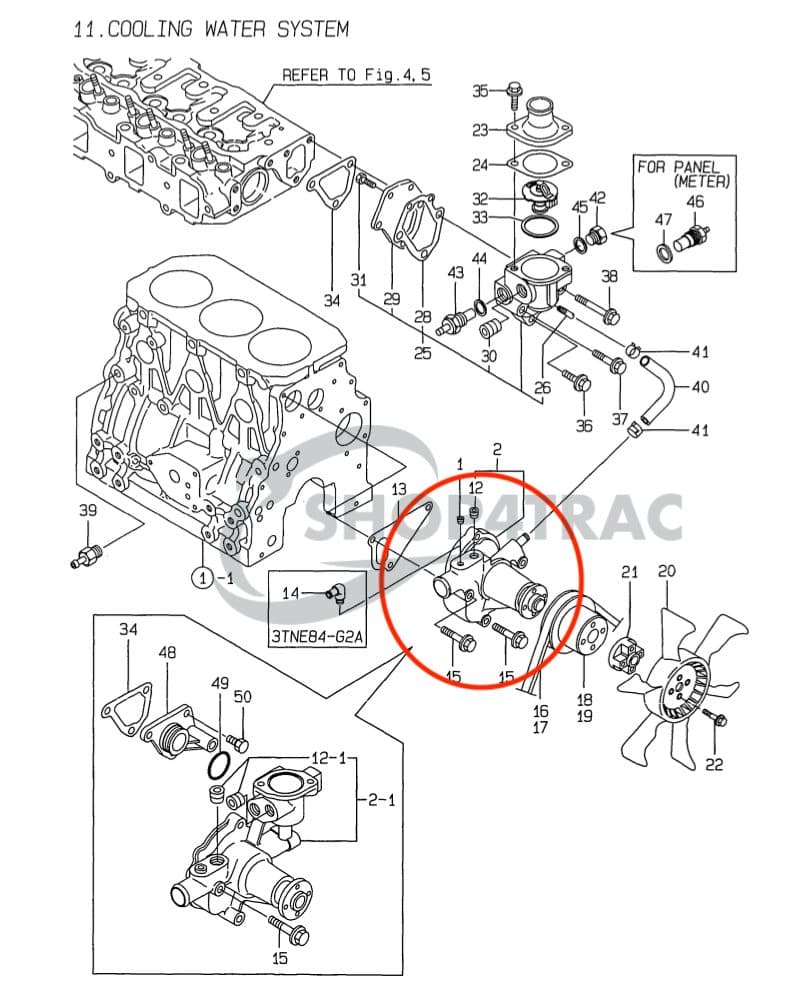 Pompe à eau Yanmar 3TNE84-SA | 3TNE84-G1A | 3TNE84-G2A | 4TNE84-G2A | Shop4Trac