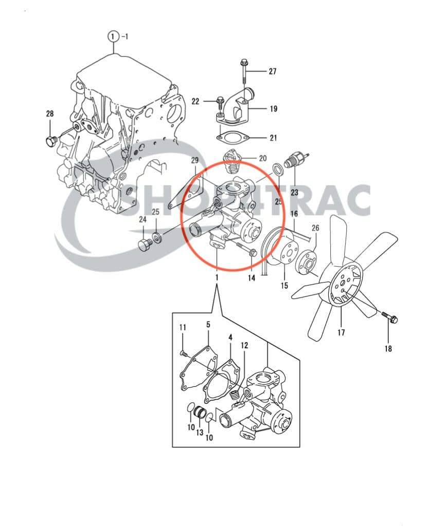 Pompe à eau Yanmar 2TNE68 | 3TNE68 | Shop4Trac