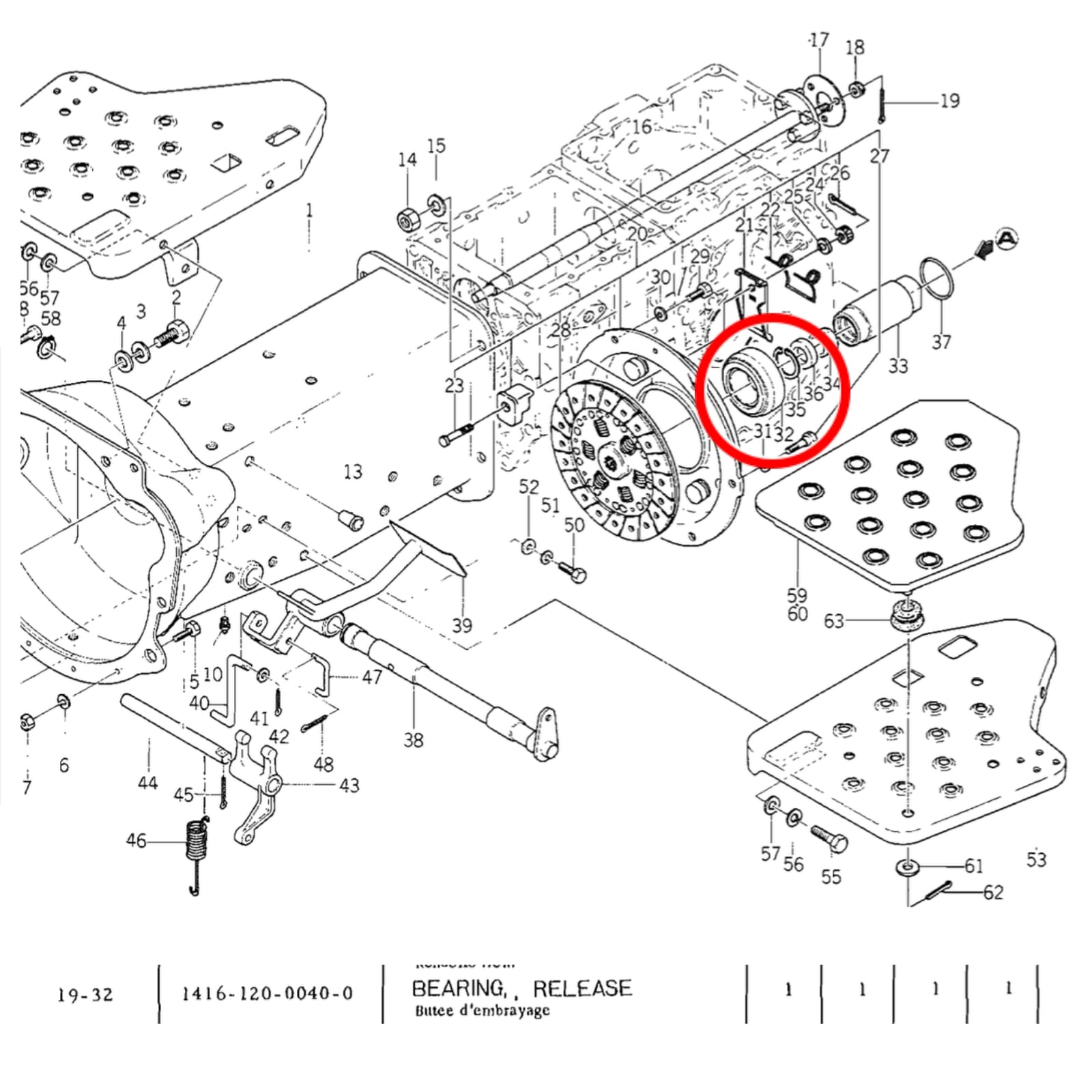 Butée d’embrayage Iseki TX1000 - TX2160 | TS1610 - TS2810 | Bolens G152 - G154 | G172 - G174 - 5