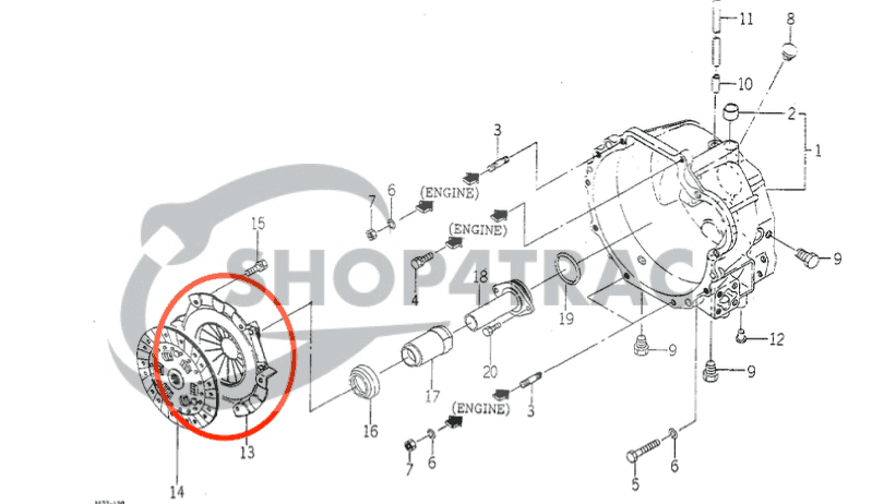 Mécanisme d’embrayage Iseki TU120 - TU177 | TU1400 - TU1600 | SIAL | Kubota Asté | Shop4Trac