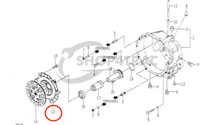 Mécanisme d’embrayage Iseki TU120 - TU1600 | SIAL | Kubota Asté | Ford | Shibaura | Cas - 7