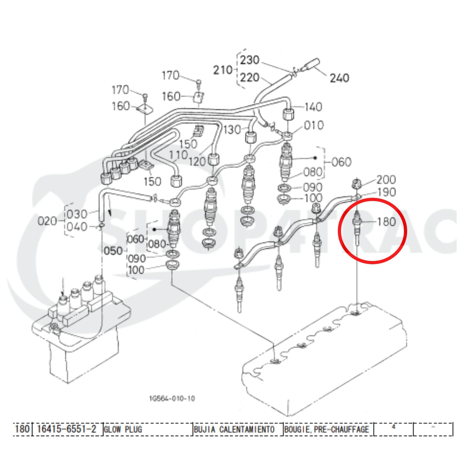 Bougie de préchauffage | Bougie lumineuse Kubota | D1403 | D1503 | D1703 | V1903 | V2003 | V2203 | V2403 | Shop4Trac