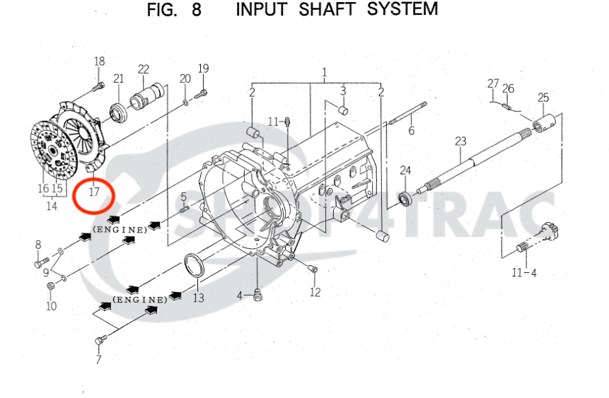 Mécanisme d’embrayage Iseki TA207 - TA317 | TU197 - TU257 | TL2100 - TL2501 | TF327 - TF330 | TK21 - TK25 - 9