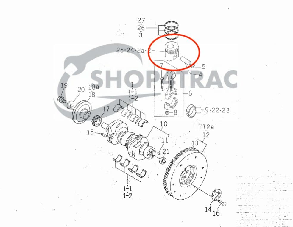 Piston Iseki TE4270 | TL1901 - TL2500 | TU197 - TU240 | E3AE1 - 6