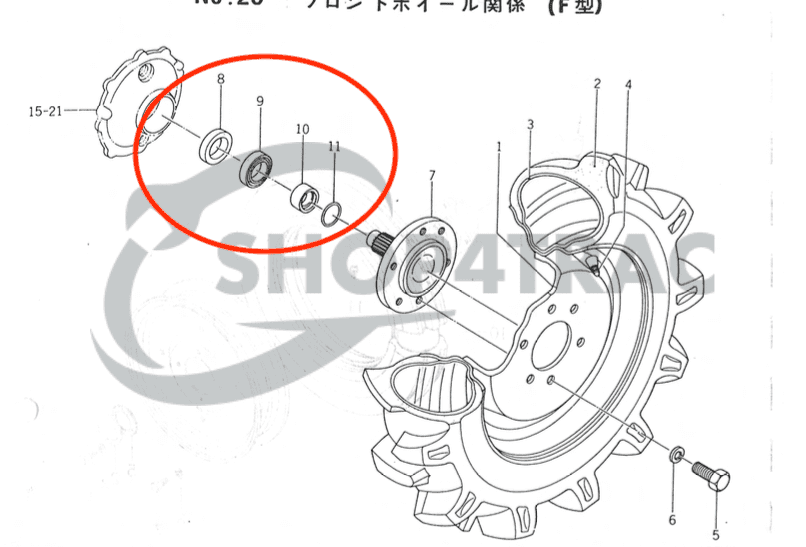 Joint d'essieu avant Iseki TL | joint d'huile TL2100, TL2300, TL2500, TL2700 | Shop4Trac