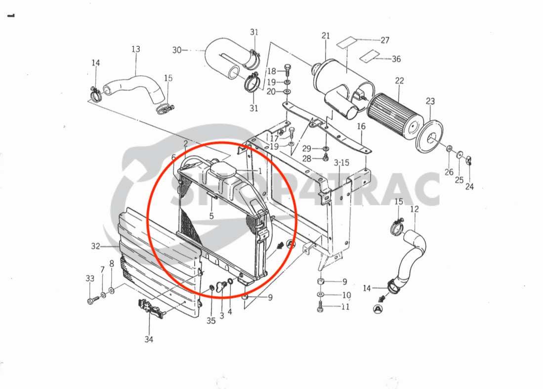 Radiateur Iseki TX1000 | TX1210 - 6