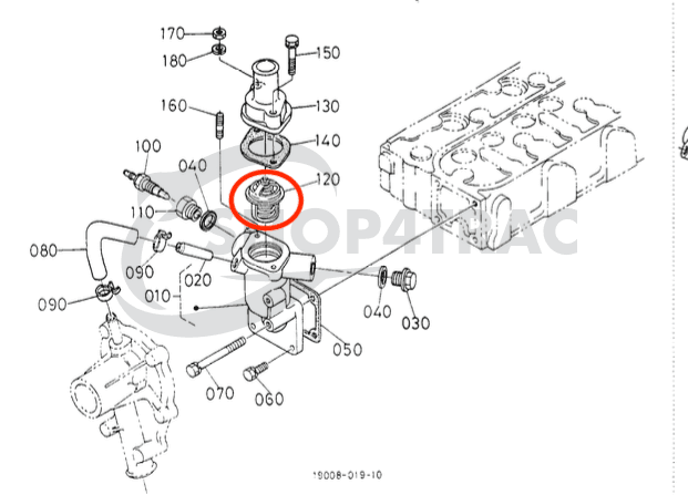 Thermostat Kubota D662 - D950 | V1305-T | V1205 - V1505-T | 38MM - 5