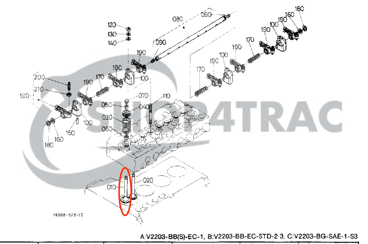Soupape d'admission Kubota V2203, V2403 | D1403, D1703 | Shop4Trac