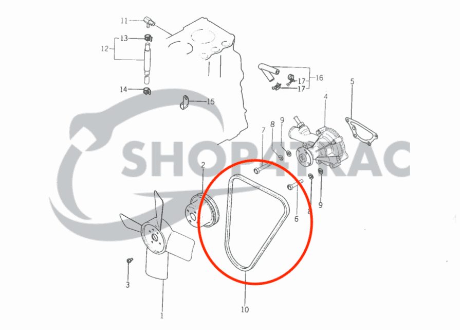 Courroie trapézoïdale Iseki TX1410 TX1510 | TU120 - TU170 | SIAL | KubotaA15-A19 | Shop4Trac