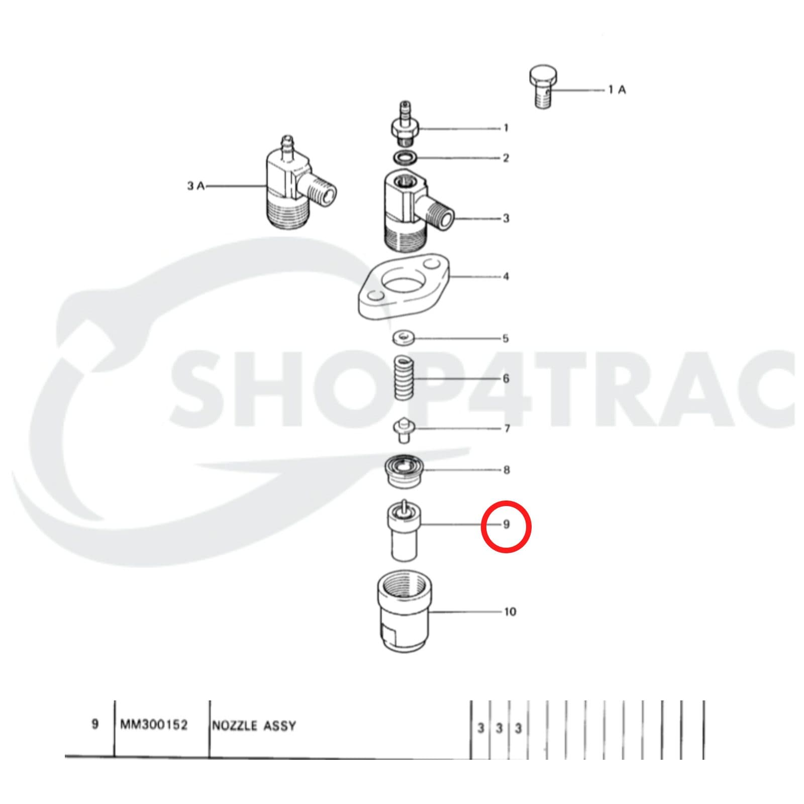 Nozzle d'injecteur de carburant Mitsubishi K4A | KE70, KE75 | Iseki TX1300-TX1500 | Shop4Trac