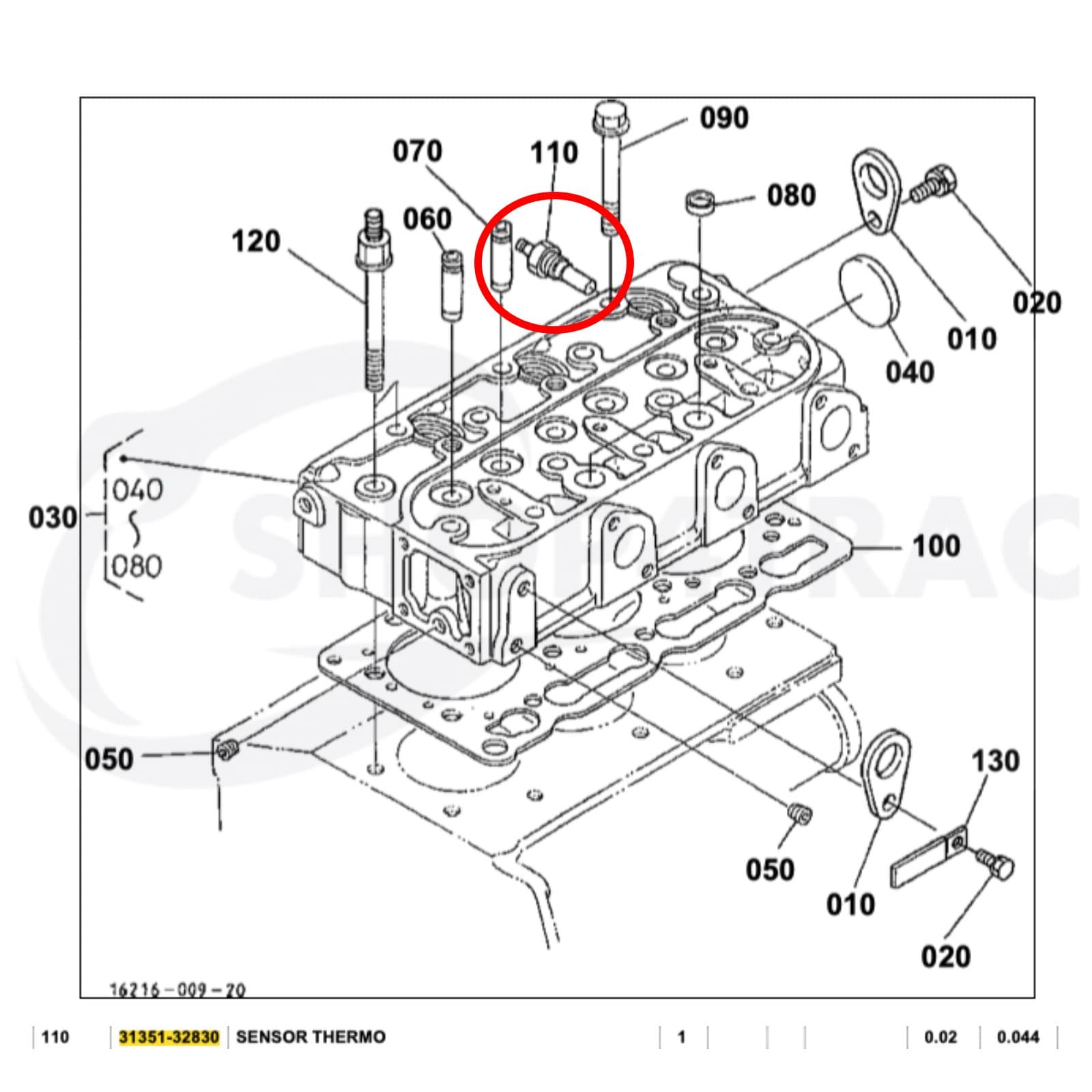 Contacteur de température Kubota D905, D1005, D1105 | Shop4Trac