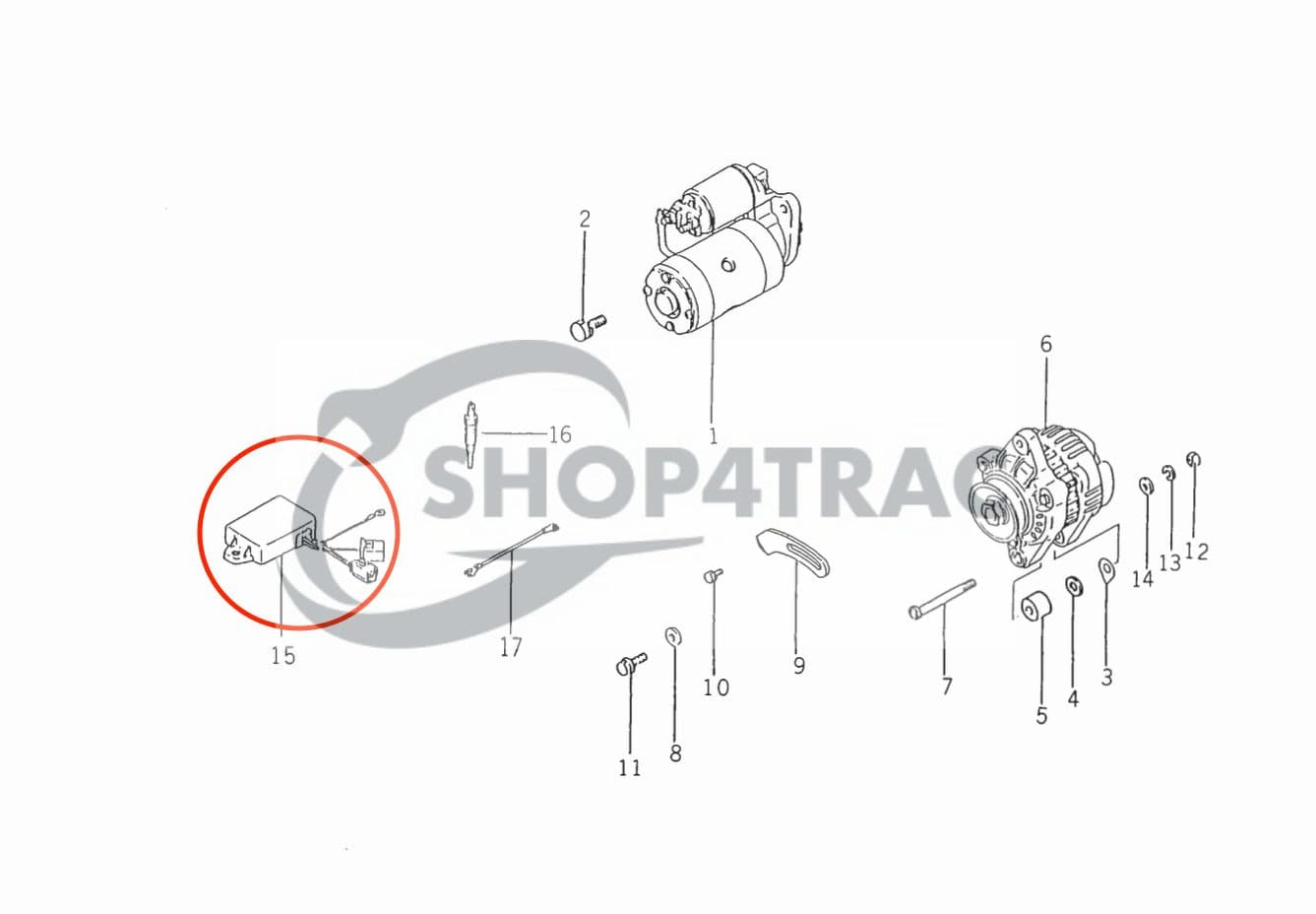 Régulateur de tension Mitsubishi K3B, K3D, K3E, K4D, K4E, S3L, S4L | Shop4Trac