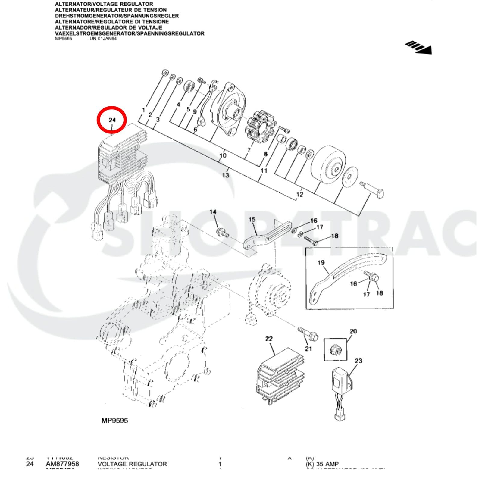 Régulateur de tension Yanmar | John Deere 11900-77711 | Shop4Trac