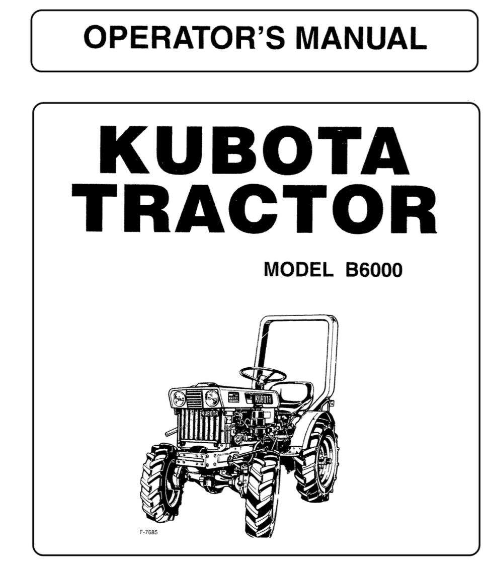 Manual Kubota B6000 | Zen-noh ZB6000 | Shop4Trac
