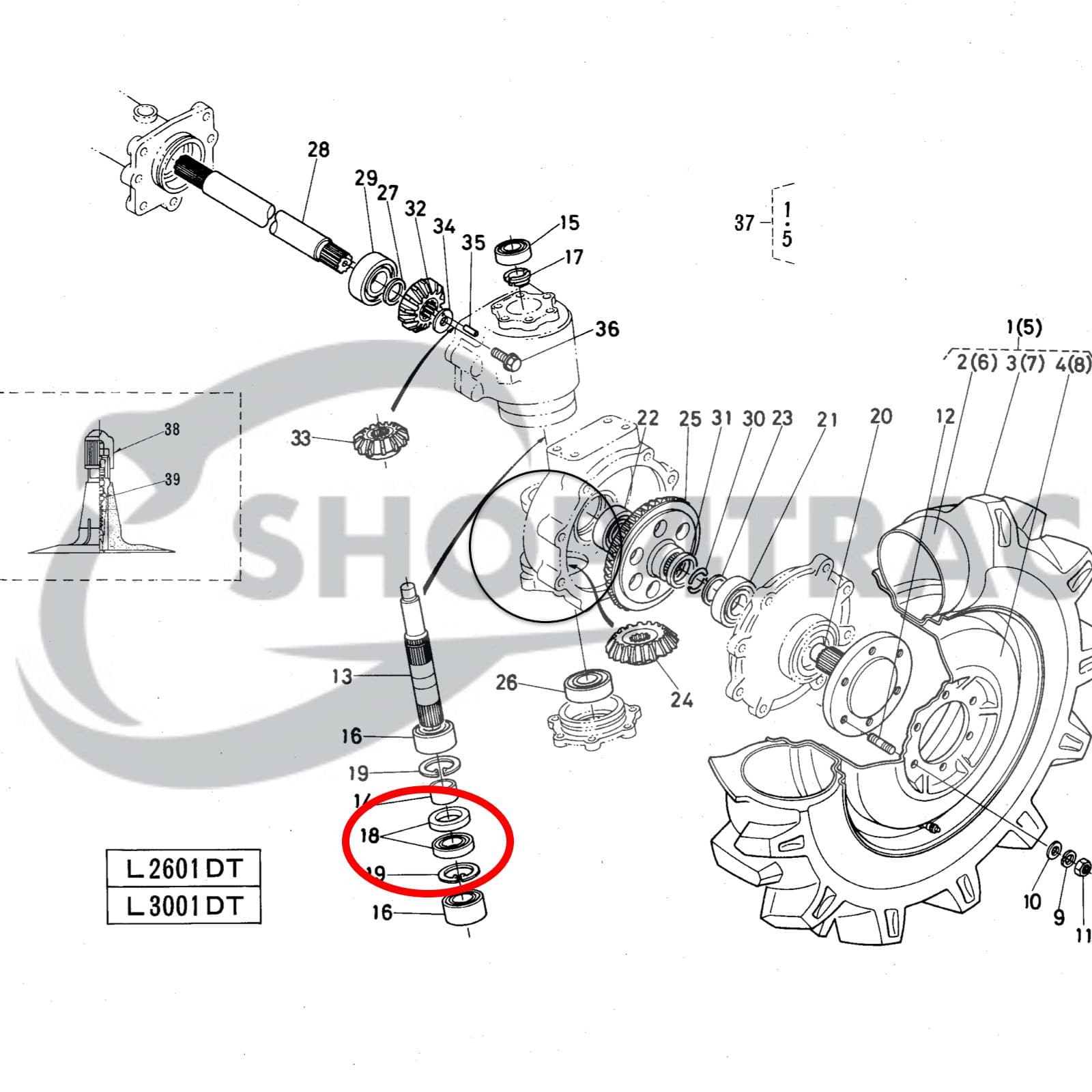 Joint axial avant Kubota L2601 | L3001 | BZ1322E | Shop4Trac
