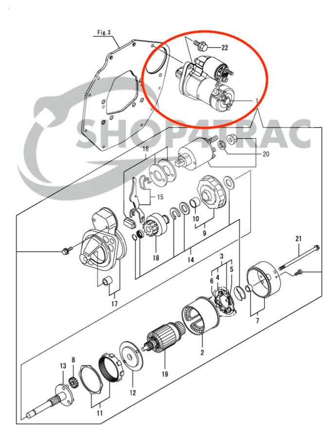 Démarreur Yanmar 3TNM72 | 3TNM68 - 5