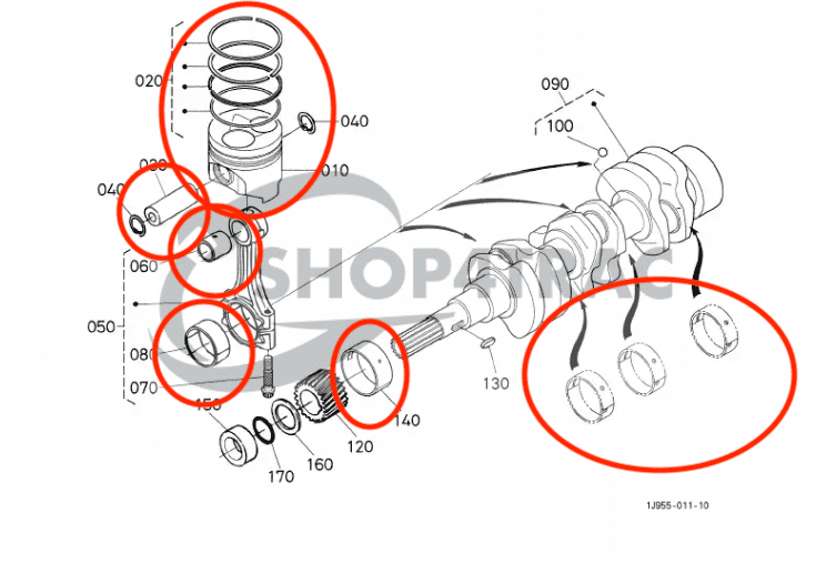Kit de révision moteur Kubota D902 | Shop4Trac