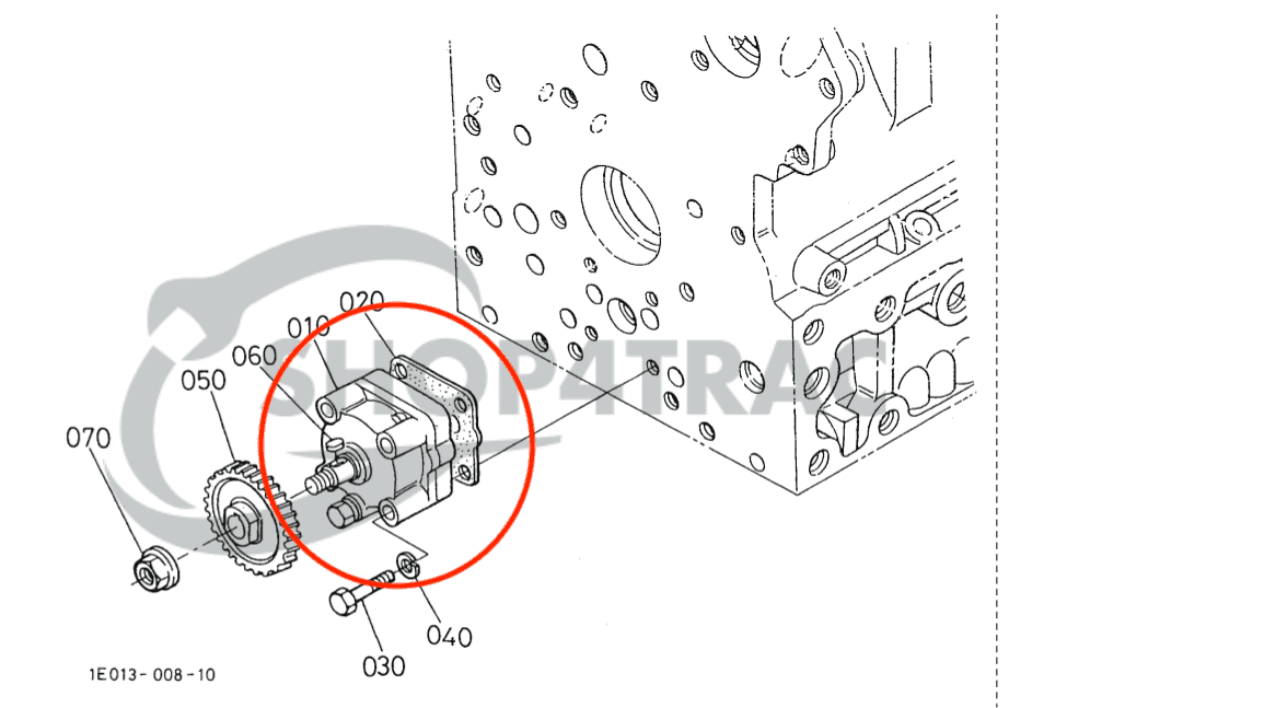 Pompe à huile moteur Kubota D1102 | V1902 | V1903 | V2203 | D1102 - D1703 | Shop4Trac