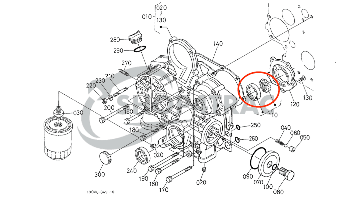 Pompe à huile moteur Kubota D905 | D1005 | D1105 | V1305 | V1505 | Shop4Trac