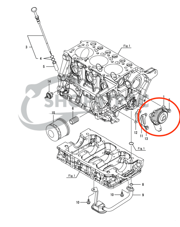 Pompe à huile moteur Yanmar 3TNM68 | 3TNM72 | 3TNM74 | Shop4Trac