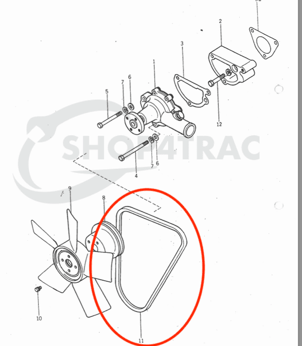 Courroie trapézoïdale TU1700 - TU2101 | Iseki TX1000 | Shop4Trac
