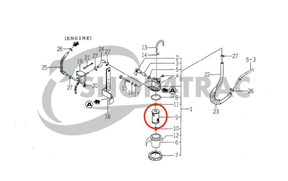 Verre de filtre à carburant | Flacon Iseki TX | TU-Shibaura SP-SL-P | Satoh ST | Shop4Trac