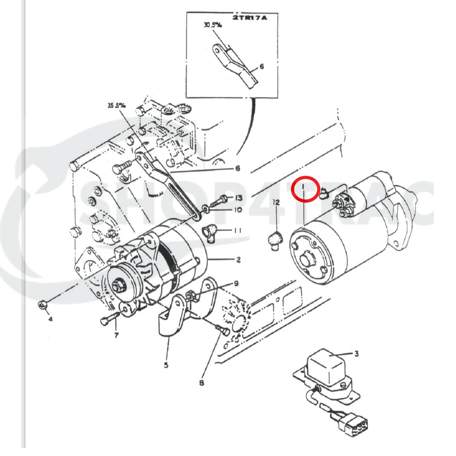 Démarreur Yanmar F16 | F17 | YM1600 | YM2000 - 2