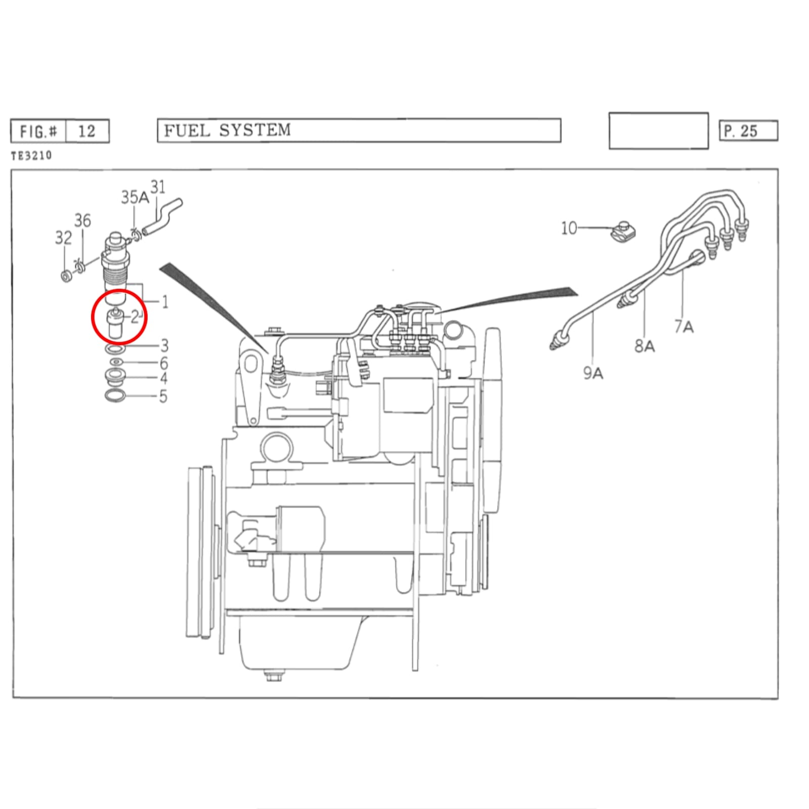 Buse d'injecteur de carburant Iseki TL1900 - TL2700 | TU1700 - TU2101 | TE3210 | Gutbrod 4200 - 4250 | Hinomoto C172 - C174 - 2