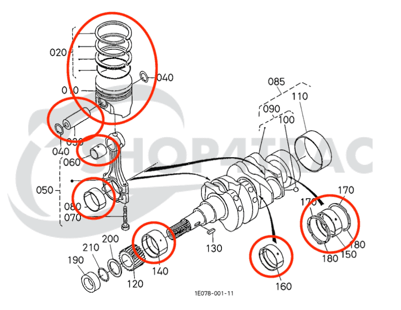 Kit de révision moteur Kubota Z482 | Avant | Marin - 2