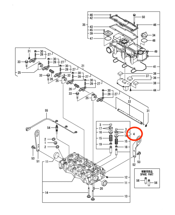 Culasse complète Yanmar 3TNV76 | 3D76E | Landini | Komatsu | Hitachi | Mustang - 2