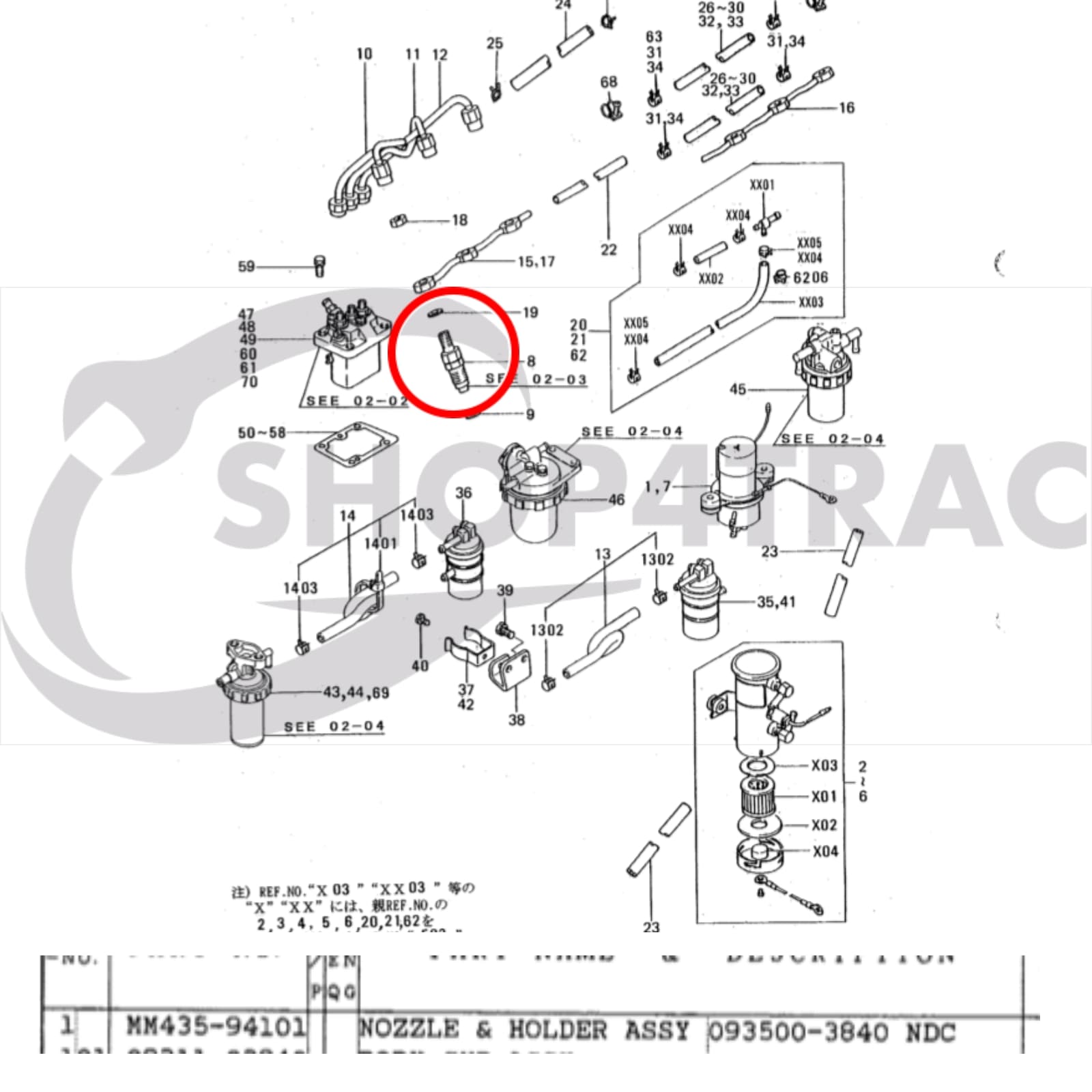 Injecteur de carburant complet Mitsubishi Motoren L2A – L3E | S3L(2) | S4L(2) | S4L | S4S – S6S | S4Q2 | Weidemann | Peljob | Terex | Toro - 3