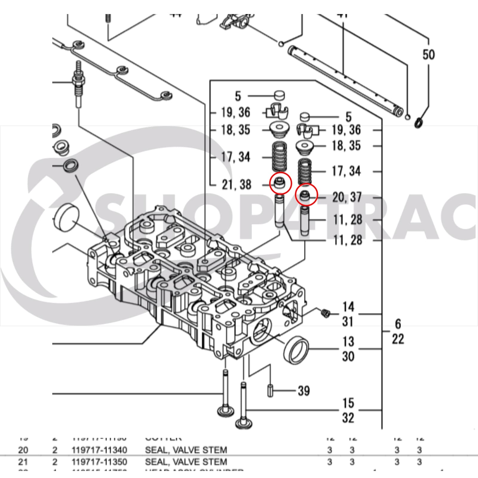 Joints de queue de soupape Yanmar 3TNV70 | 3TNV76 | 2YM15 | 3YM20 | 3YM30 - 2