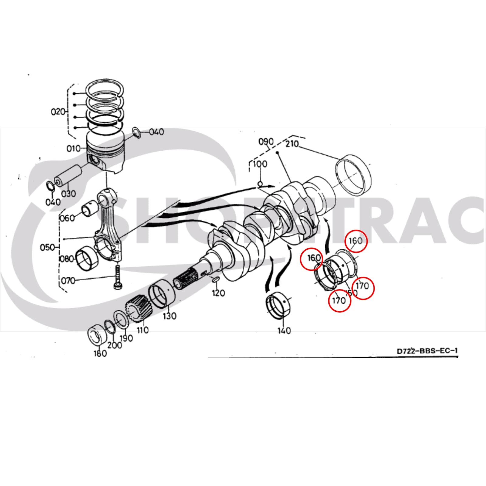 Jeu de roulements axiaux Kubota D722 | D662 | Z482 - 2