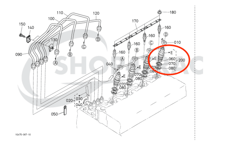 Injecteur de carburant complet Kubota D1403 | D1463 | D1503 | V2203 | 77MM - 2
