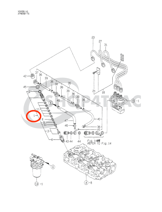 Injecteur de carburant Injecteur complet Yanmar 3TNE68 - 3TNA72 - 3D68 Komatsu - 2