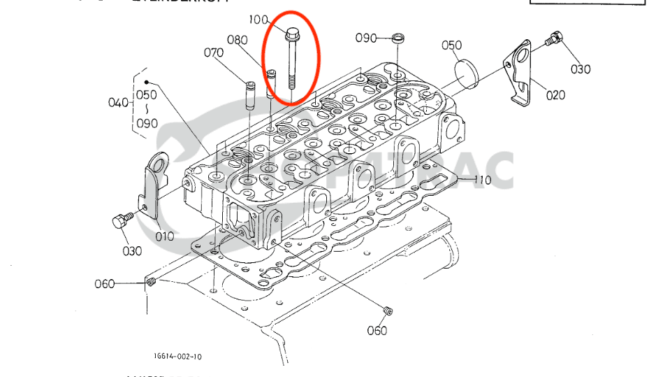 Boulon de culasse | Boulon de culasse Kubota | D905 | D1005 | D1105 | V1305 | V1505 - 4