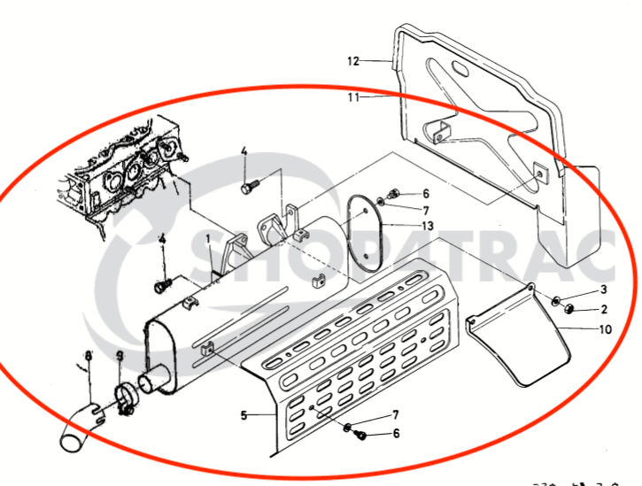Silencieux d’échappement Kubota B7000 | Zen-noh ZB7000 - 2