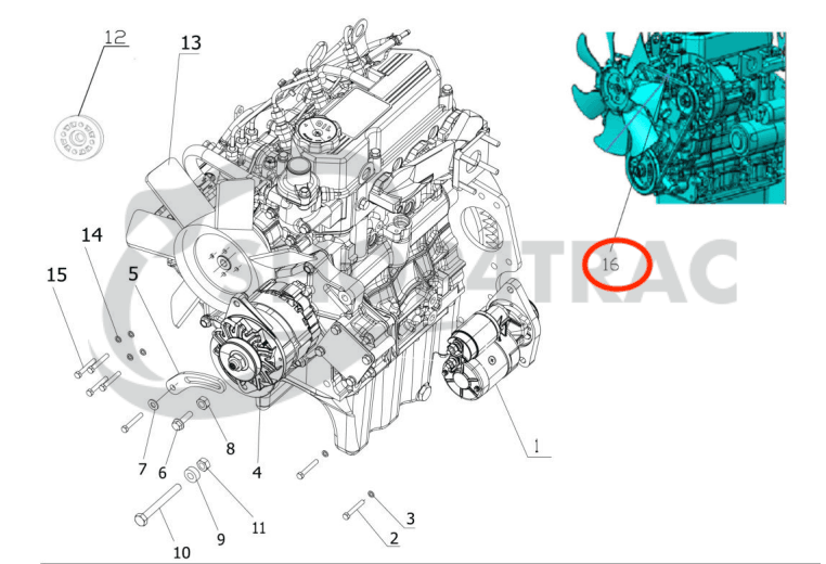 Courroie trapézoïdale Solis 26 | Mahindra 26-2015-3016 | S3L2 | S4L2 - 2