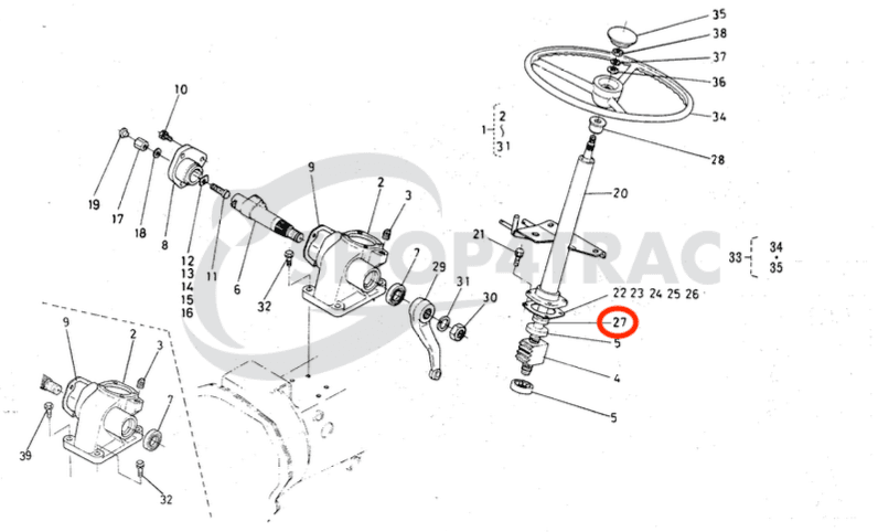 Sceau à huile Kubota B1200 - B1402 | B1750 | Joint de colonne de direction B5000 - B6100 | TC16287 - 3