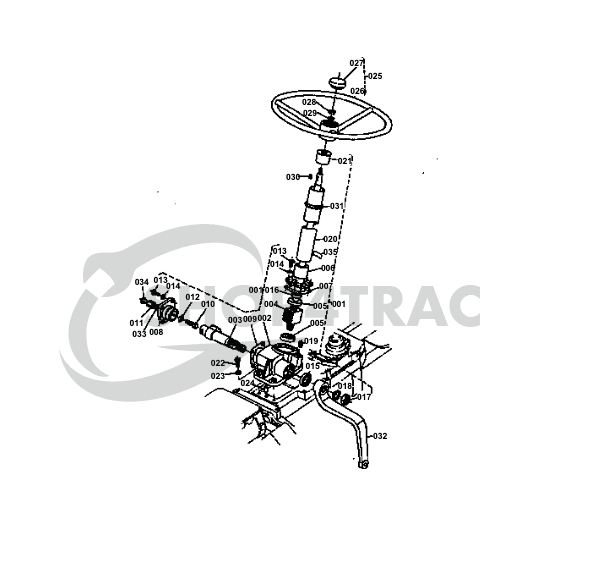 Colonne de direction complète Kubota L175 - L245F | L1501 - L2201 | L1500 - L2000 - 3