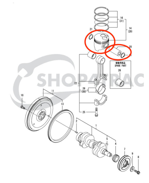 Piston Yanmar 3TNV76 | Takeushi | Goldoni | Komatsu | Landini | McCormick | Valpadana - 5