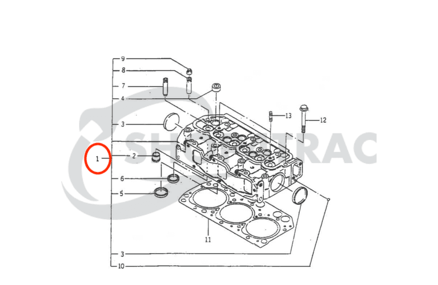 Culasse Iseki E3CD | E3CD-T | E3CE | complet + joint de culasse + bougie de préchauffage - 5